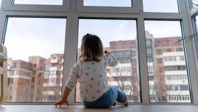 depositphotos 356928340 stock photo baby toddler girl standing near