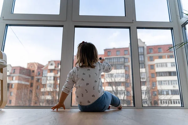 depositphotos 356928340 stock photo baby toddler girl standing near