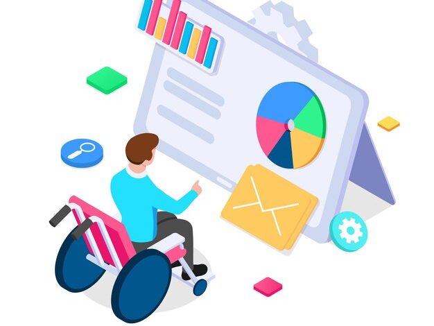 remote job disabled people conceptaccessibility work profession people with disabilities isometric vector illustration white background 393343 297